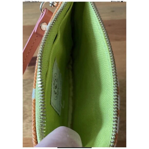 Spartina Daufuskie Island Wristlet in Orange/Ivory Natural Linen/Leather - Picture 5 of 7